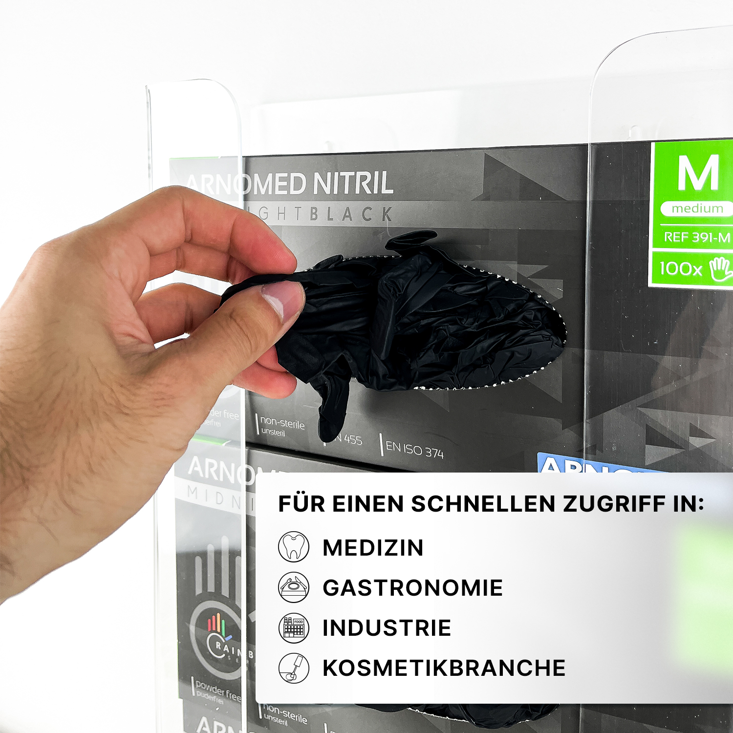 Handschuhspender 3-fach Anwendungsbereiche