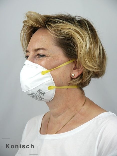 atemschutzmasken-konisch Tragefoto einer konischen FFP-Maske
