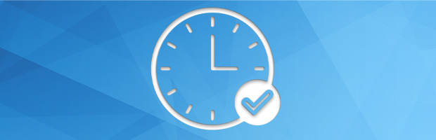 Symbol einer weißen Uhr auf einem blauen Hintergrund