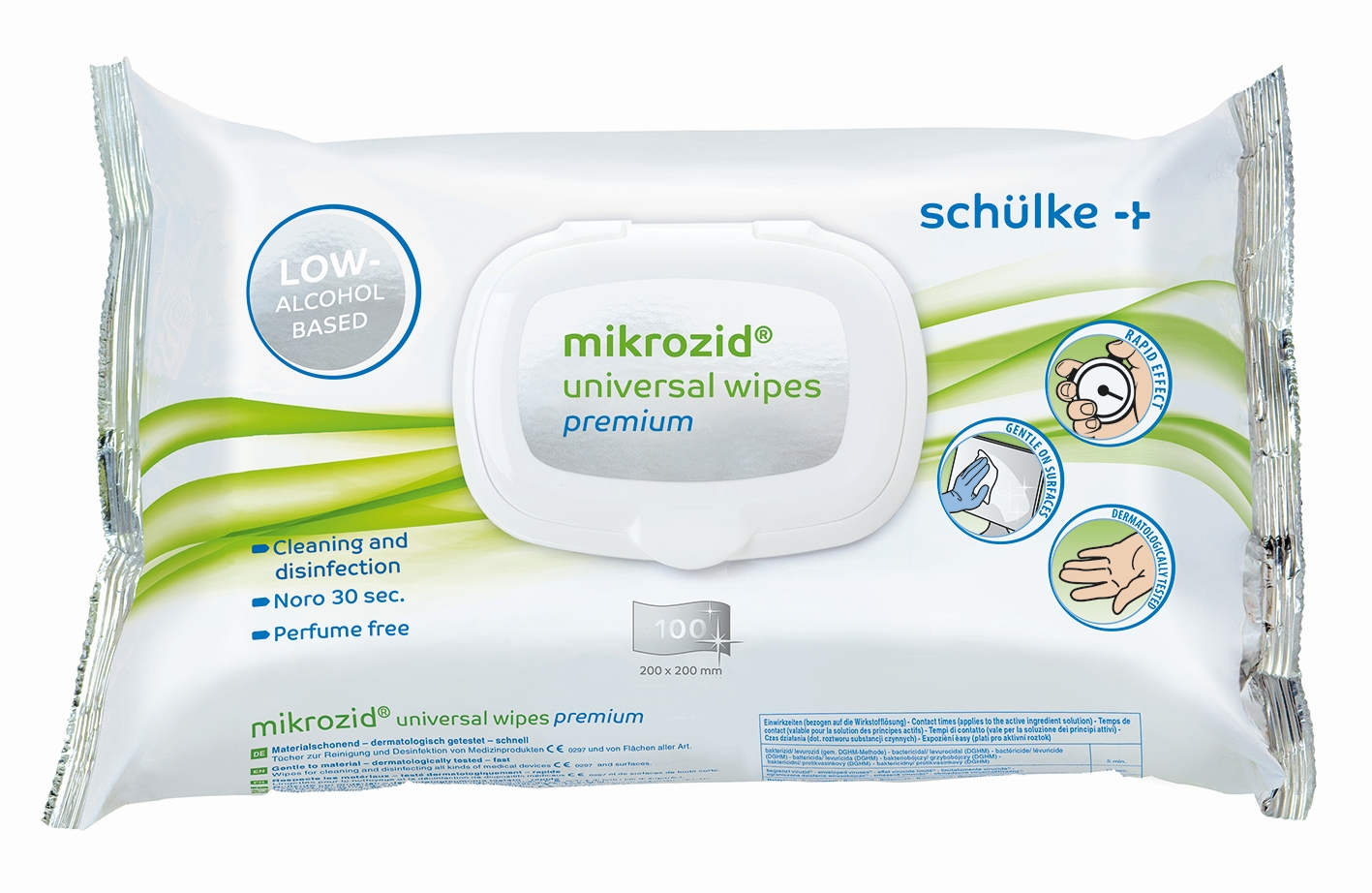 mikrozid universal wipes premium im 100-Stück-Flow-Pack